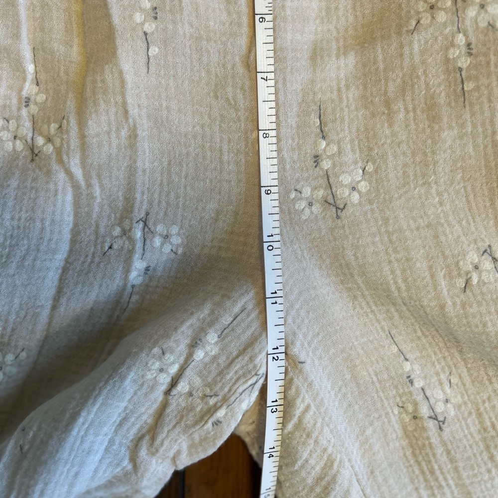 Beige Embroidered Wide Leg Jumpsuit, Cottagecore Boho Floral Romper - Picture 12 of 13